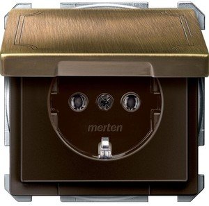 Фото Schneider Electric Merten Artec/Antique MTN2311-4143 Розетка с заземляющим контактом (16 А, под рамку, крышка, скрытая установка, античная латунь)