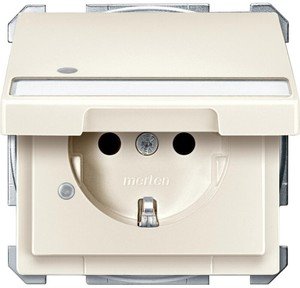 Фото Schneider Electric Merten Artec/Antique MTN2313-4044 Розетка с заземляющим контактом (16 А, под рамку, шторки, поле для надписи, крышка, индикация, скрытая установка, бежевая)