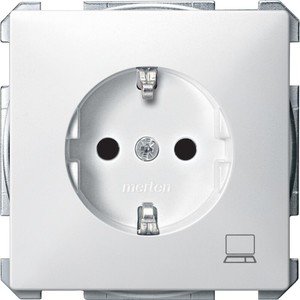Фото Schneider Electric Merten Artec/Antique MTN2350-4019 Розетка "Компьютер" с заземляющим контактом (16 А, под рамку, шторки, скрытая установка, полярно-белая)