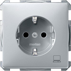 Фото Schneider Electric Merten Artec/Antique MTN2350-4060 Розетка "Компьютер" с заземляющим контактом (16 А, под рамку, шторки, скрытая установка, алюминий)