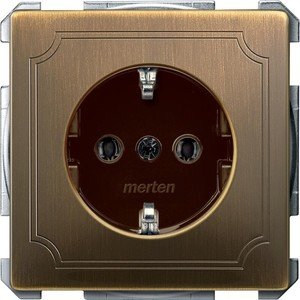 Фото Schneider Electric Merten Artec/Antique MTN2401-4143 Розетка с заземляющим контактом (16 А, под рамку, скрытая установка, античная латунь)
