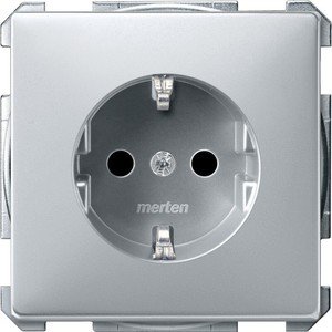 Фото Schneider Electric Merten Artec/Antique MTN2400-4060 Розетка с заземляющим контактом (16 А, под рамку, шторки, скрытая установка, алюминий)