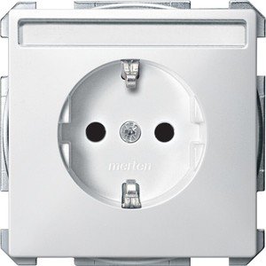 Фото Schneider Electric Merten Artec/Antique MTN2402-4019 Розетка с заземляющим контактом (16 А, под рамку, шторки, поле для надписи, скрытая установка, полярно-белая)