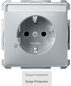 Фото Schneider Electric Merten Artec/Antique MTN2405-4060 Розетка с заземляющим контактом (16 А, под рамку, шторки, защита, поле для надписи, скрытая установка, алюминий)