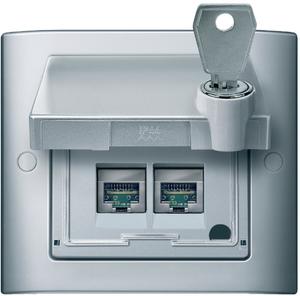 Фото Schneider Electric Merten Aquadesign MTN516360 Рамка монтажная (IP44, крышка, замок, поле для надписи, алюминий)