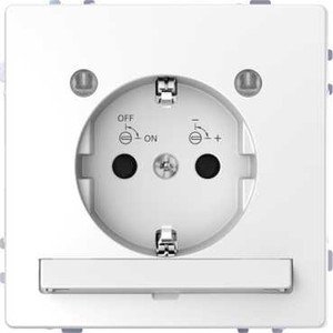 Фото Schneider Electric Merten D-Life MTN2304-6035 Розетка с заземляющим контактом (16 А, под рамку, подсветка, шторки, скрытая установка, белый лотос)