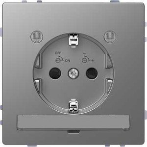Фото Schneider Electric Merten D-Life MTN2304-6036 Розетка с заземляющим контактом (16 А, под рамку, подсветка, шторки, скрытая установка, нержавеющая сталь)
