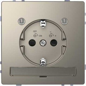 Фото Schneider Electric Merten D-Life MTN2304-6050 Розетка с заземляющим контактом (16 А, под рамку, подсветка, шторки, скрытая установка, никель)