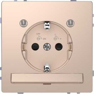 Фото Schneider Electric Merten D-Life MTN2304-6051 Розетка с заземляющим контактом (16 А, под рамку, подсветка, шторки, скрытая установка, шампань)