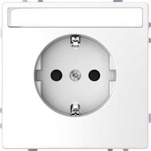 Фото Schneider Electric Merten D-Life MTN2302-6035 Розетка с заземляющим контактом (16 А, под рамку, поле для надписи, шторки, скрытая установка, белый лотос)