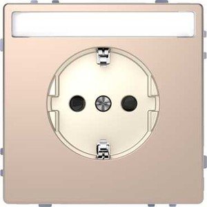 Фото Schneider Electric Merten D-Life MTN2302-6051 Розетка с заземляющим контактом (16 А, под рамку, поле для надписи, шторки, скрытая установка, шампань)