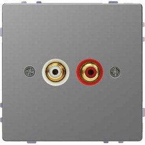 Фото Schneider Electric System M MTN4350-6036 Розетка аудио (2xRCA, под рамку, скрытая установка, нержавающая сталь)
