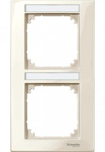 Фото Schneider Electric Merten M-Plan MTN513244 Рамка 2-постовая (вертикальная, поле для надписи, бежевый)