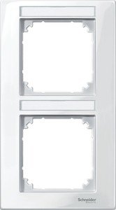 Фото Schneider Electric Merten M-Plan MTN513219 Рамка 2-постовая (вертикальная, поле для надписи, полярно-белый)