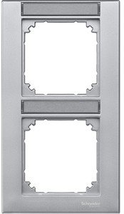 Фото Schneider Electric Merten M-Plan MTN476260 Рамка 2-постовая (вертикальная, поле для надписи, алюминий)