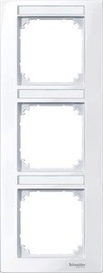 Фото Schneider Electric Merten M-Plan MTN513325 Рамка 3-постовая (вертикальная, поле для надписи, белый)