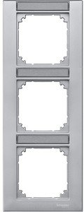 Фото Schneider Electric Merten M-Plan MTN476360 Рамка 3-постовая (вертикальная, поле для надписи, алюминий)