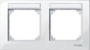 Фото Schneider Electric Merten M-Plan MTN514219 Рамка 2-постовая (горизонтальная, поле для надписи, полярно-белый)