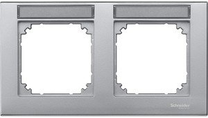 Фото Schneider Electric Merten M-Plan MTN472260 Рамка 2-постовая (горизонтальная, поле для надписи, алюминий)