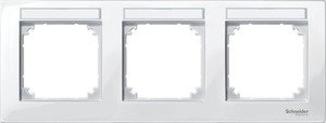 Фото Schneider Electric Merten M-Plan MTN514319 Рамка 3-постовая (горизонтальная, поле для надписи, полярно-белый)