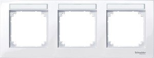 Фото Schneider Electric Merten M-Plan MTN514325 Рамка 3-постовая (горизонтальная, поле для надписи, белый)