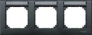 Фото Schneider Electric Merten M-Plan MTN472314 Рамка 3-постовая (горизонтальная, поле для надписи, антрацит)