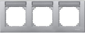 Фото Schneider Electric Merten M-Plan MTN472360 Рамка 3-постовая (горизонтальная, поле для надписи, алюминий)