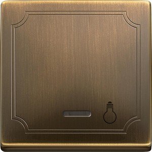 Фото Schneider Electric Merten Artec/Antique MTN437943 Клавиша выключателя "Свет" одиночная (линза индикатора, античнкая латунь)