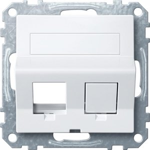 Фото Schneider Electric System M MTN4568-0325 Крышка розетки информационной (2xRJ45, шторки, поле для надписи, белая)