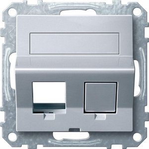 Фото Schneider Electric System M MTN4568-0460 Крышка розетки информационной (2xRJ45, шторки, поле для надписи, алюминий)