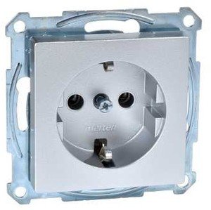 Фото Schneider Electric Merten System M MTN2401-0460 Розетка с заземляющим контактом (16 А, под рамку, скрытая установка, алюминий)