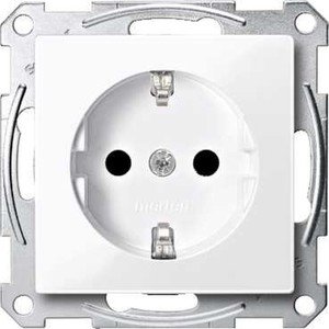 Фото Schneider Electric Merten System M MTN2400-0325 Розетка с заземляющим контактом (16 А, под рамку, шторки, скрытая установка, белая)