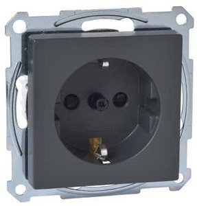 Фото Schneider Electric Merten System M MTN2400-0414 Розетка с заземляющим контактом (16 А, под рамку, шторки, скрытая установка, антрацит)
