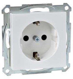 Фото Schneider Electric Merten System M MTN2400-0319 Розетка с заземляющим контактом (16 А, под рамку, шторки, скрытая установка, полярно-белая)