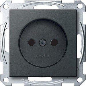Фото Schneider Electric Merten System M MTN2000-0414 Розетка без заземляющего контакта (16 А, под рамку, шторки, скрытая установка, антрацит)