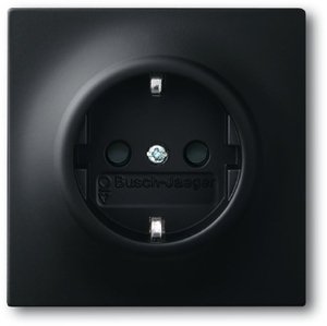 Фото ABB Impuls 2CKA002013A5334 Розетка Schuko (16A, под рамку, с/у, з/к, шторки, черный бархат)