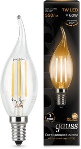 Фото Gauss 104801107 Лампа LED Filament Candle tailed E14 7W 2700К 1/10/50