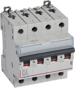 Фото Legrand DX3-E 407304 Автоматический выключатель четырехполюсный 13А (6 кА, C)