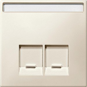 Фото Schneider Electric Merten Artec/Antique MTN466644 Крышка розетки компьютерной (2xRJ45, шторки, поле для надписи, бежевая)