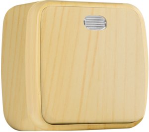 Фото EKF EGV10-121-30 Выключатель 1-клавишный ОП Минск 10А с индикатором светлое дерево