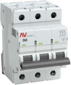 Фото EKF mcb10-3-10C-av Выключатель автоматический AV-10 3P 10A (C) 10kA AVERES