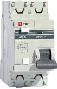 Фото EKF DA32-50-300-pro Дифференциальный автомат АД-32 1P+N 50А/300мА (хар. C, AC, электронный, защита 270В) 4,5кА PROxima