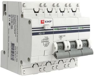 Фото EKF DA32-40-300-4P-pro Дифференциальный автомат АД-32 3P+N 40А/300мА (хар. C, AC, электронный, защита 270В) 4,5кА PROxima