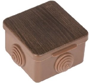 Фото EKF plc-kmr2-030-036-t Коробка распаячная КМР-030-036 пылевлагозащитная, 4 мембранных ввода (73х73х49) тёмное дерево PROxima