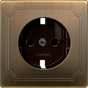 Фото Schneider Electric Merten Artec/Antique MTN2330-4143 Крышка розетки (2P+E, шторки, латунь)