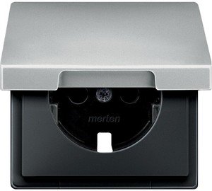 Фото Schneider Electric Merten Artec/Antique MTN2340-4146 Крышка розетки (2P+E, крышка, шторки, стальной)