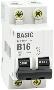 Фото EKF mcb4729-2-25-B Автоматический выключатель 2P 25А (B) 4,5кА ВА 47-29 Basic