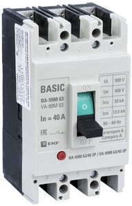 Фото EKF mccb99-63-40m Выключатель автоматический ВА-99М 63/40А 3P 20кА  Basic