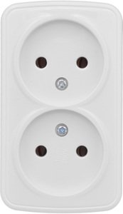 Фото EKF EGR10-102-10 Минск Розетка 2-местная ОП 10А без заземления белая Basic