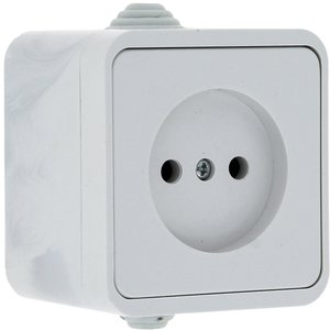 Фото EKF EKR10-022-10-44 Прага Розетка 1-местная 10А без заземления IP44 белая